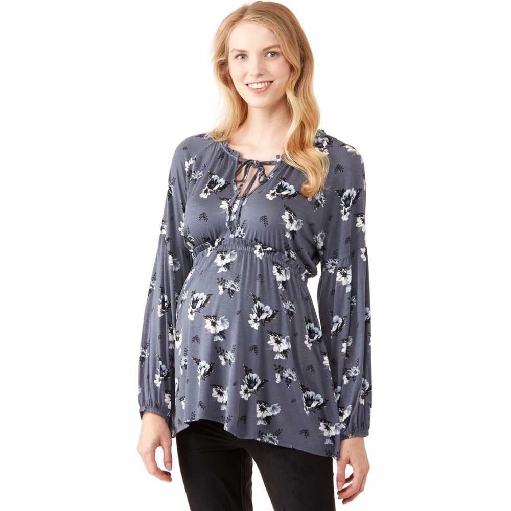 Liz Lange Materniry Notch Neck Peasant Top - Picture 1 of 1